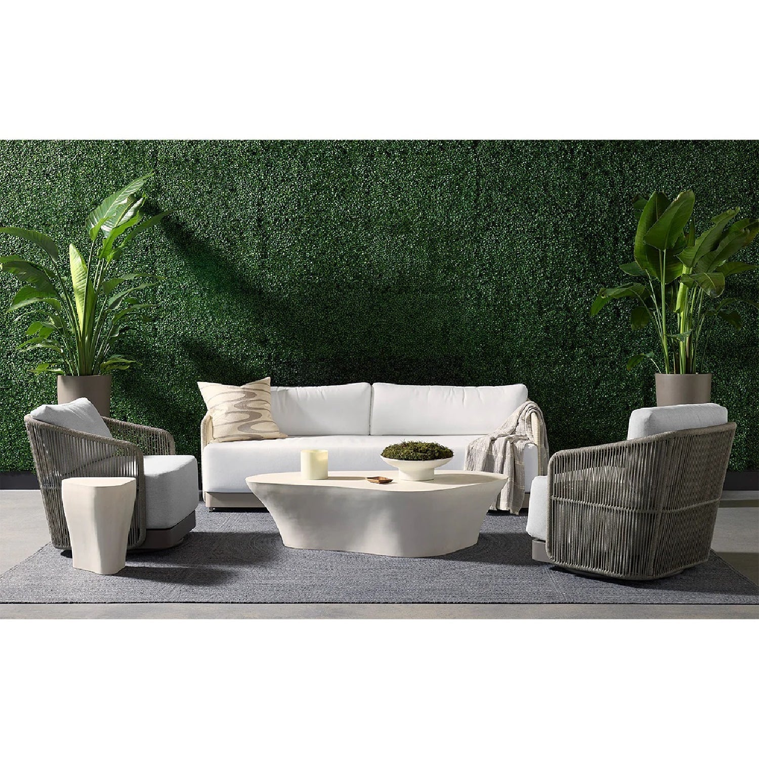 Luxury White Concrete Coffee Table Modern Italian Style for Villa