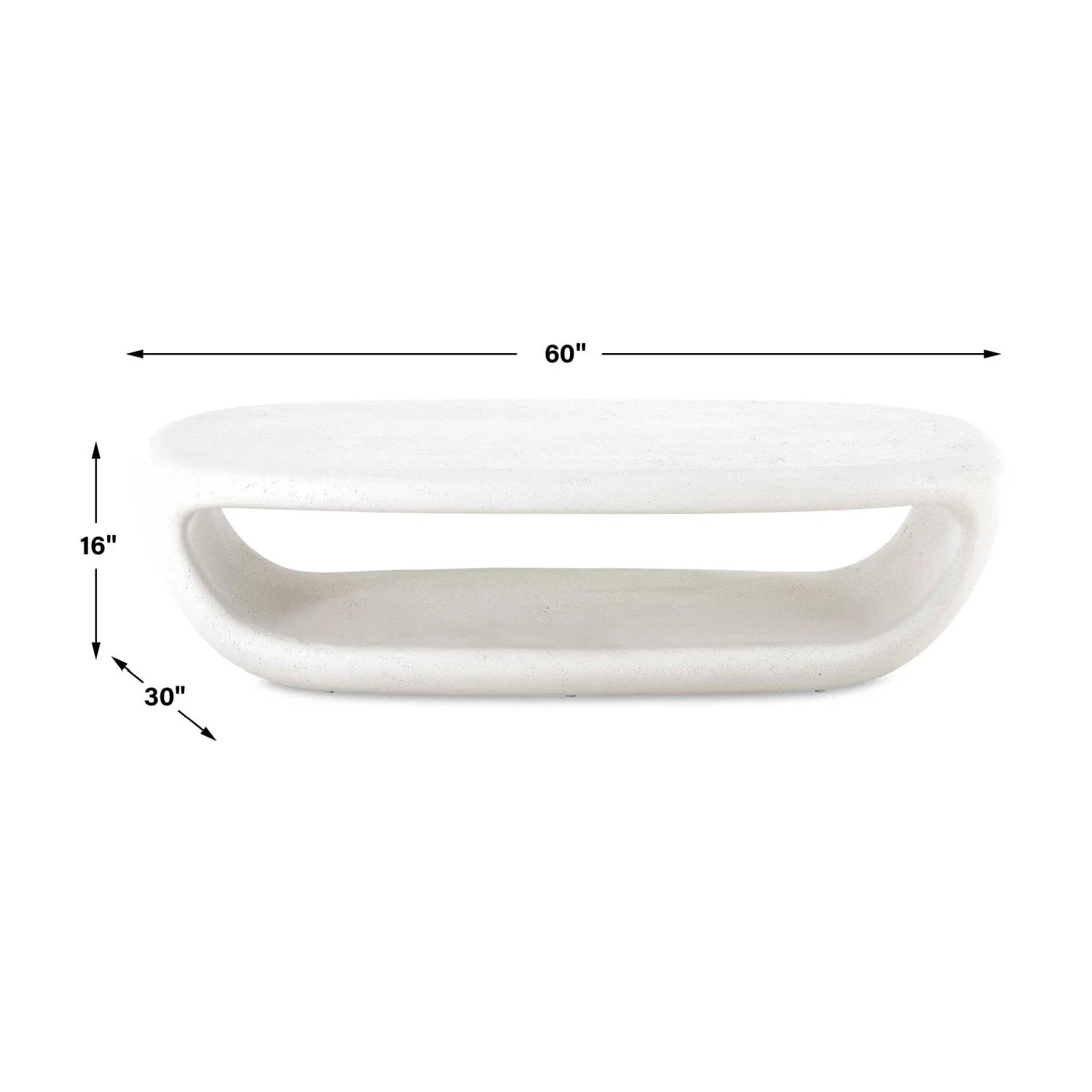 Luxury White Concrete Rectangular Coffee Table Modern Italian Style for Villa