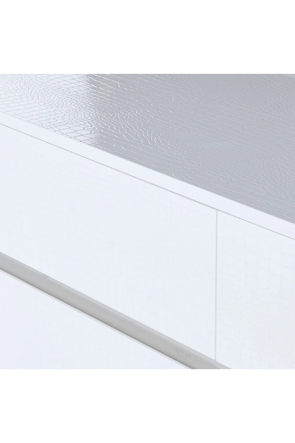 Luxury White Crocodile Textured Sideboard Modern Italian Style for Villa