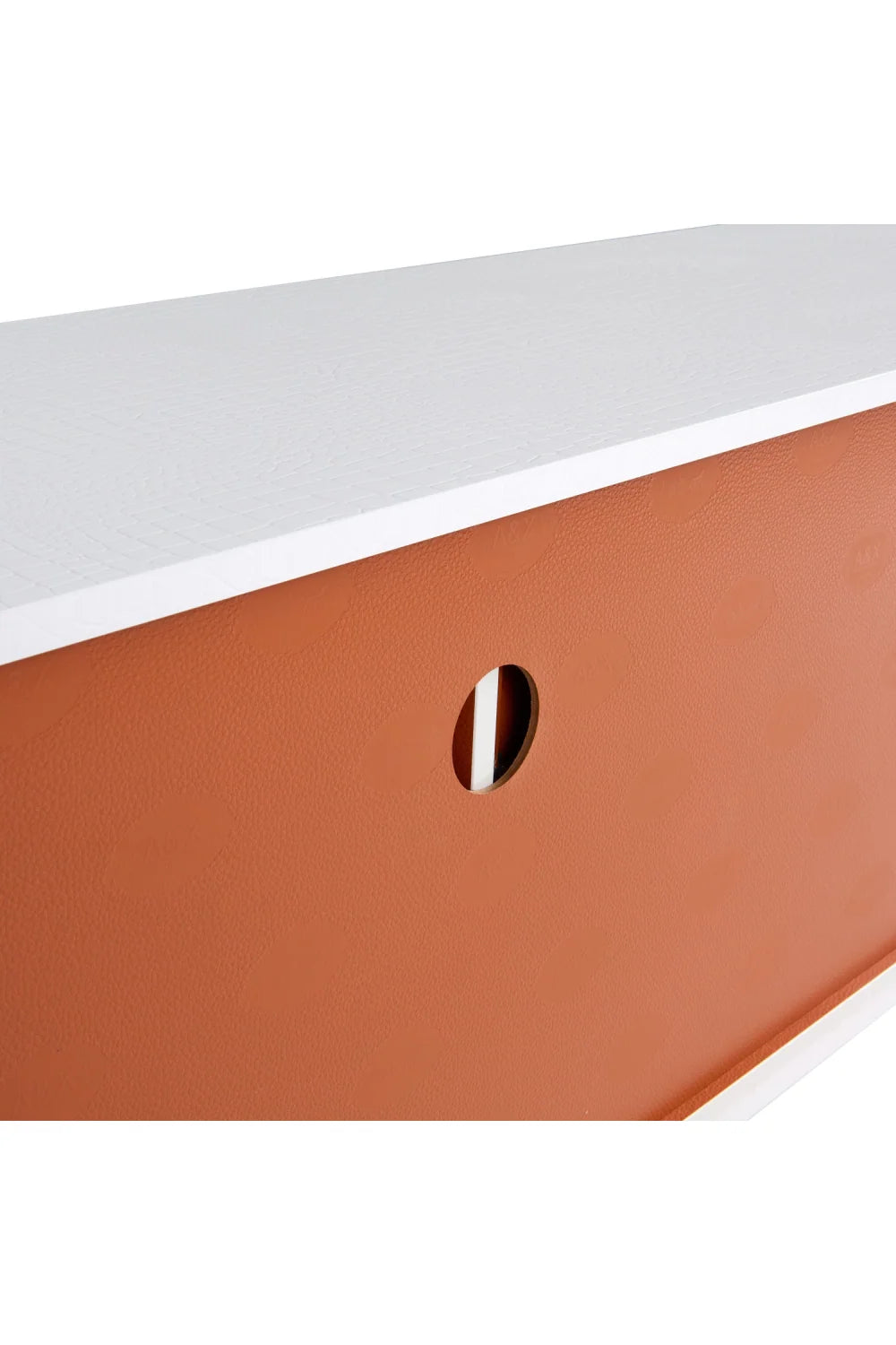Luxury White Crocodile Textured Sideboard Modern Italian Style for Villa