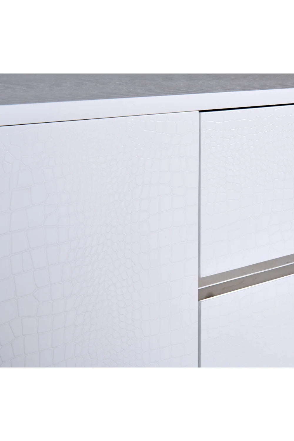 Luxury White Crocodile Textured Sideboard Modern Italian Style for Villa