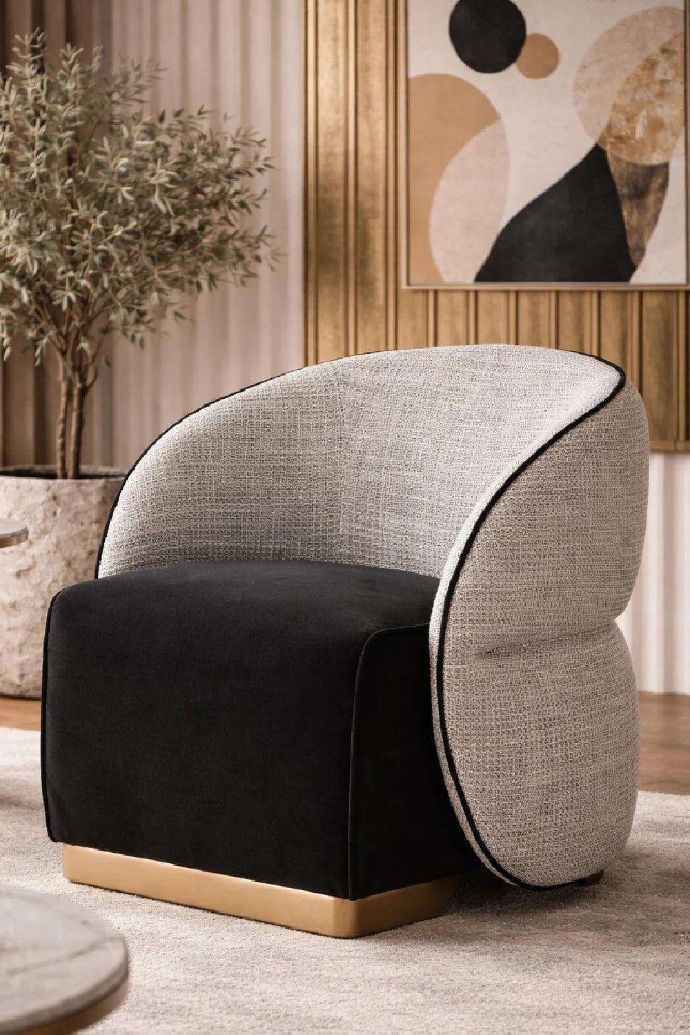 Luxury White Curved Lounge Chair Modern Italian Style for Villa