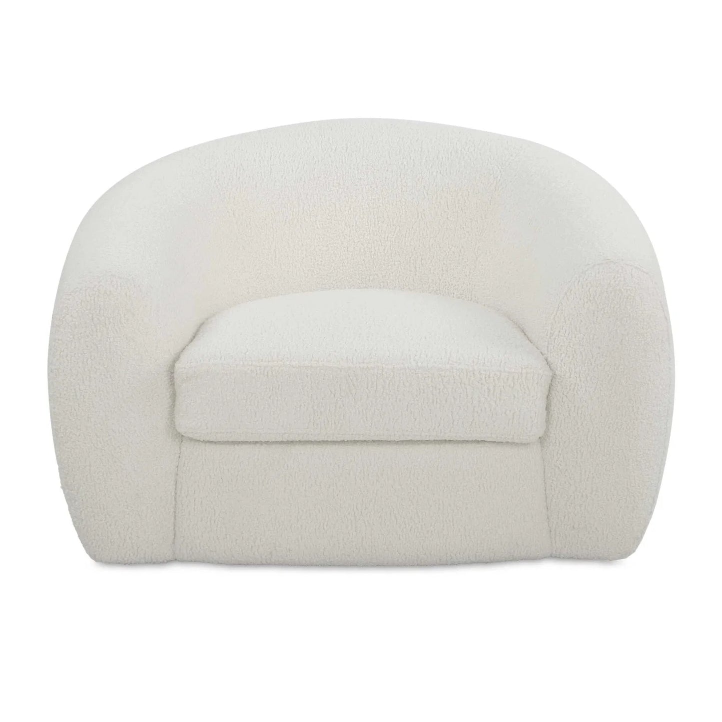 Luxury White Curved Shearling Swivel Lounge Chair European Style for Villa