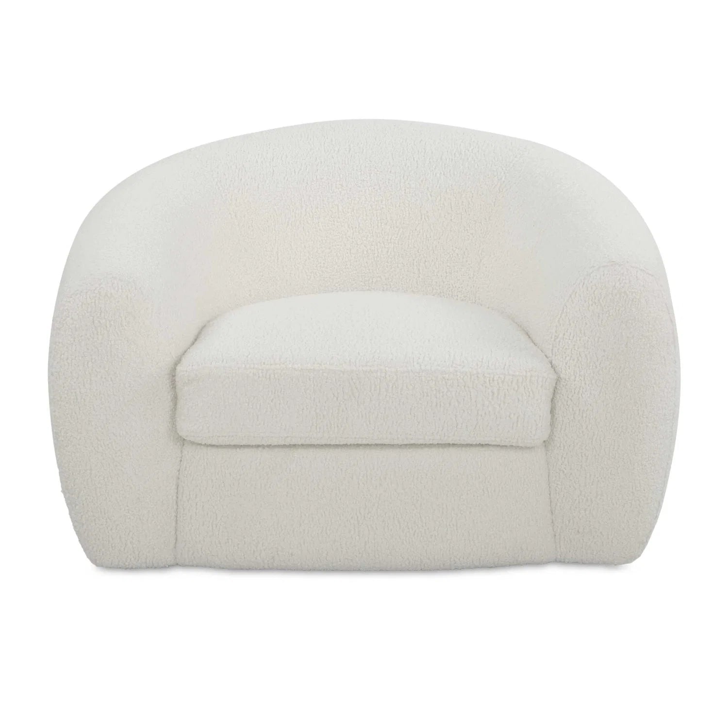 Luxury White Curved Shearling Swivel Lounge Chair European Style for Villa
