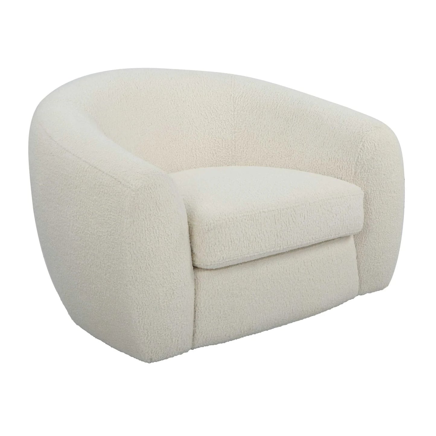 Luxury White Curved Shearling Swivel Lounge Chair European Style for Villa