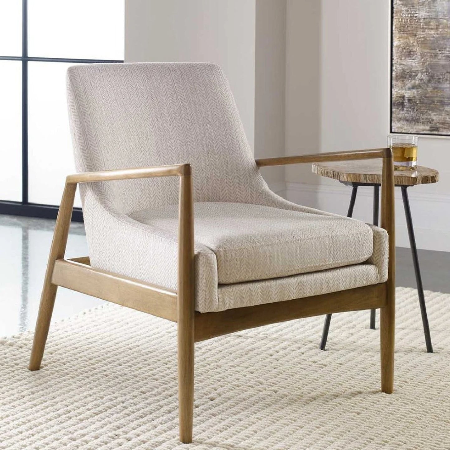 Luxury White Fabric Accent Chair European Style for Villa
