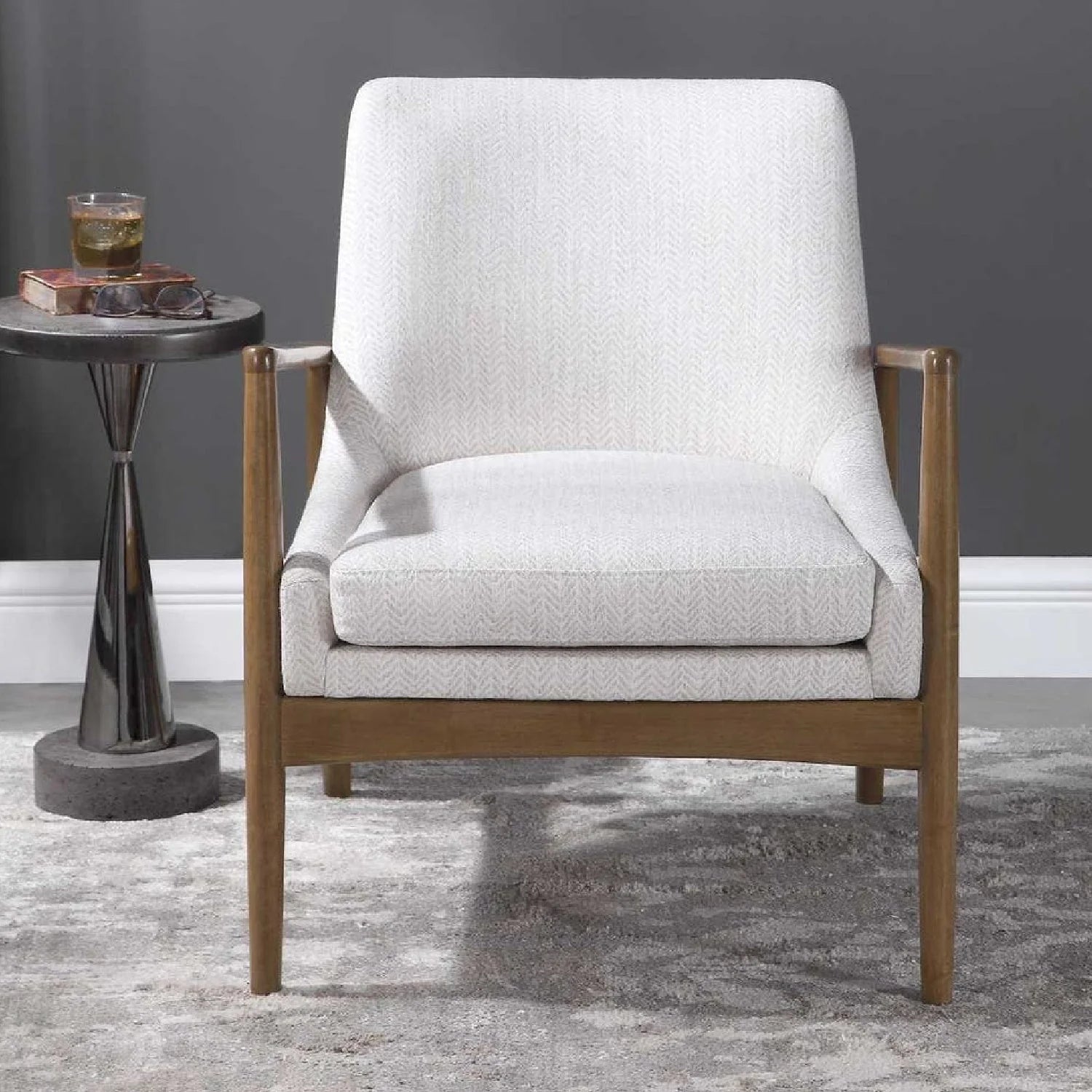 Luxury White Fabric Accent Chair European Style for Villa