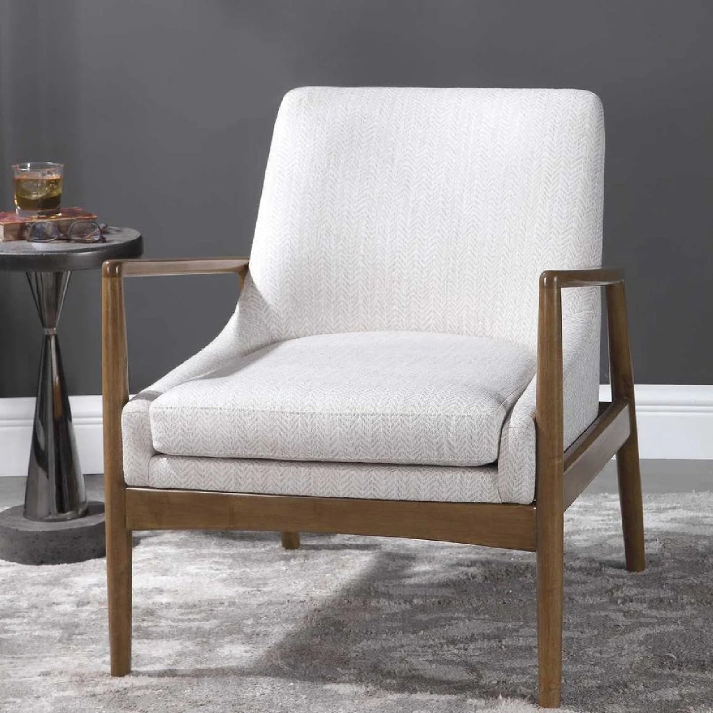Luxury White Fabric Accent Chair European Style for Villa