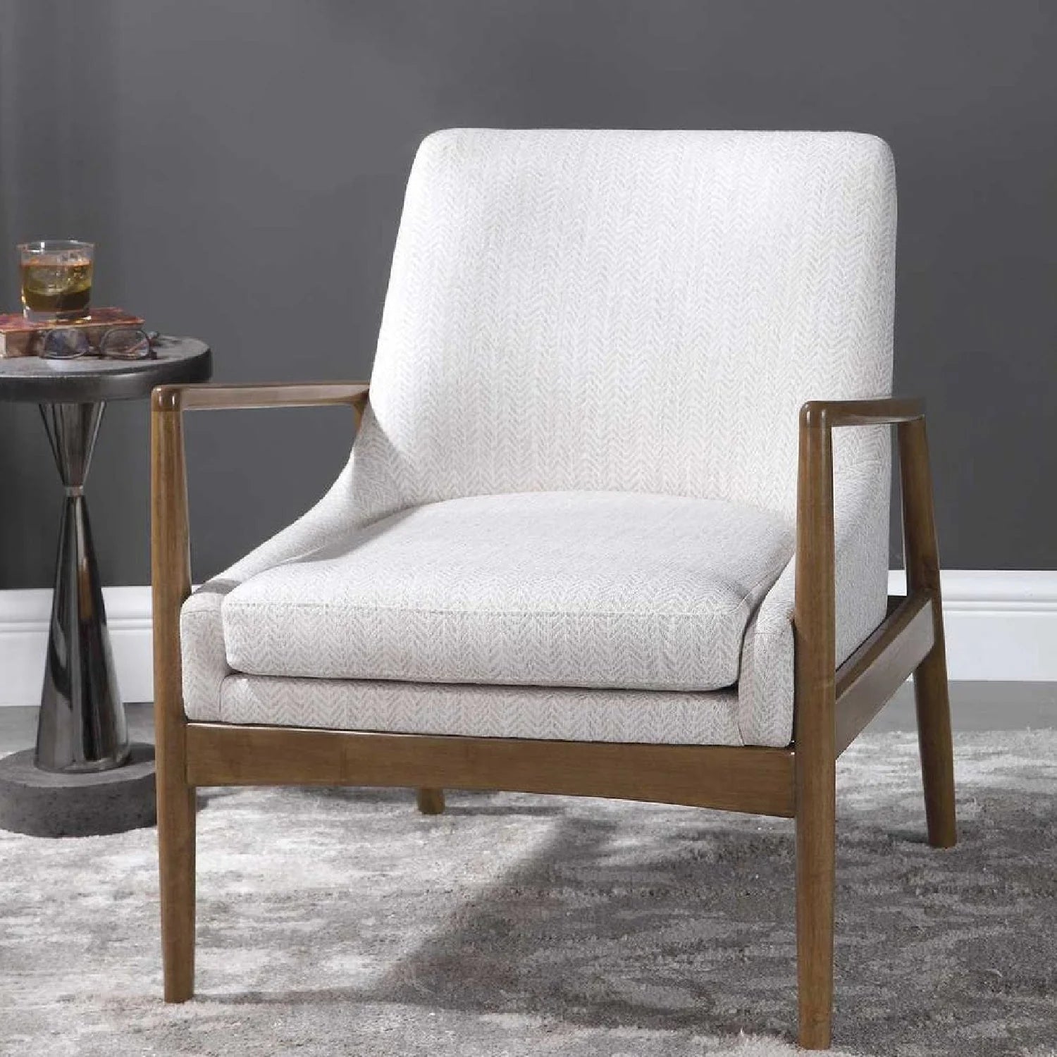 Luxury White Fabric Accent Chair European Style for Villa