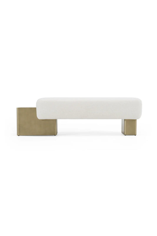 Luxury White Fabric Bench European Style for Villa