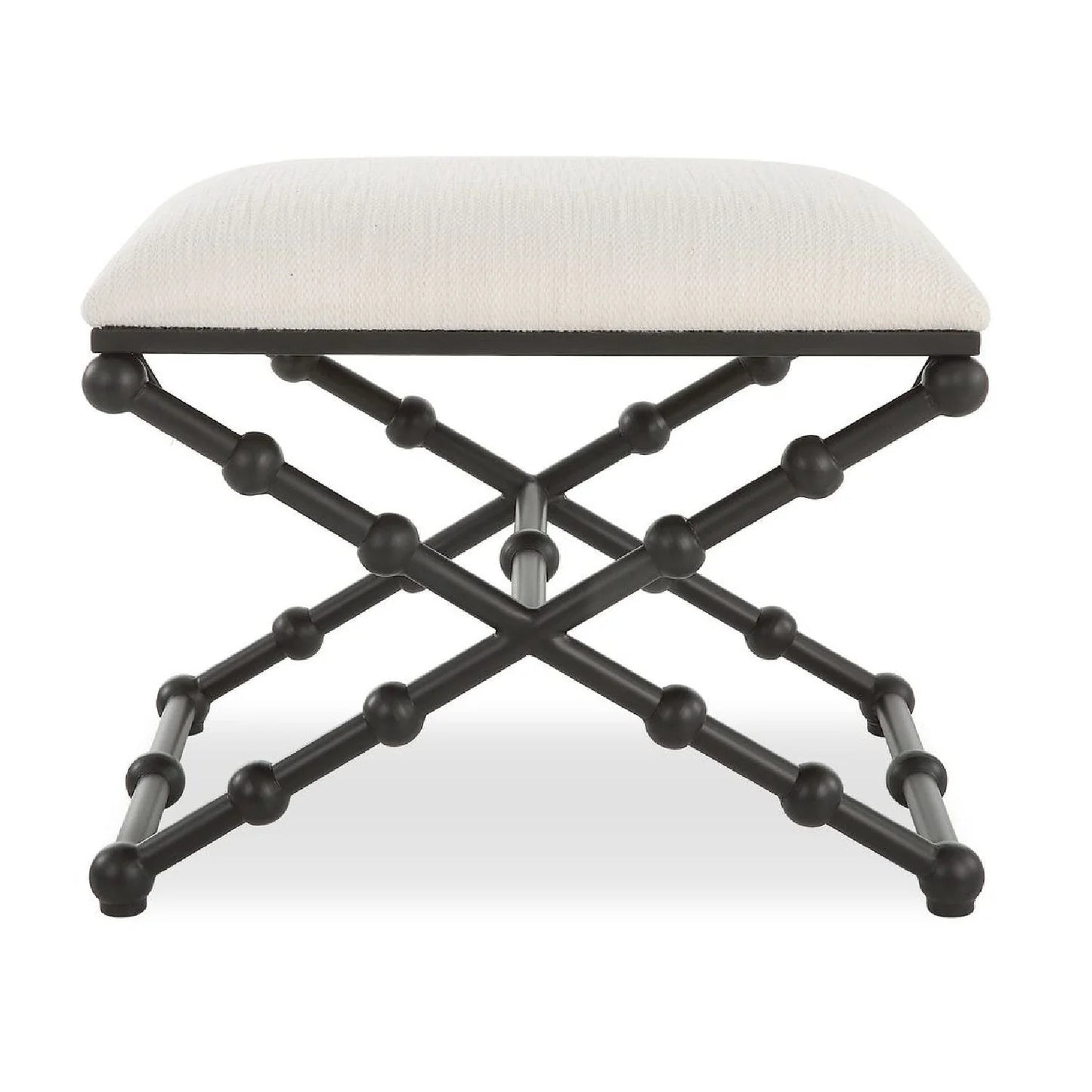 Luxury White Fabric Bubble Leg Bench European Style for Villa