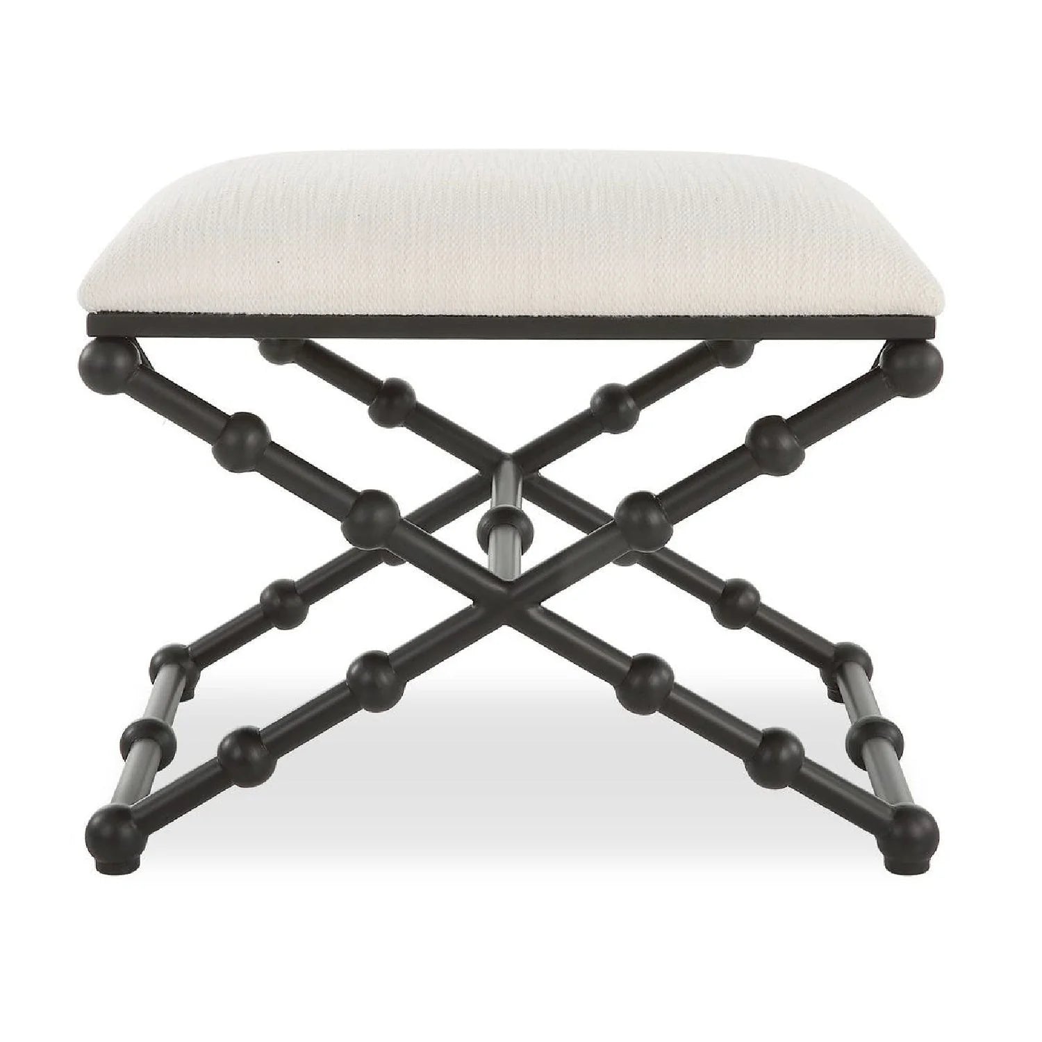 Luxury White Fabric Bubble Leg Bench European Style for Villa