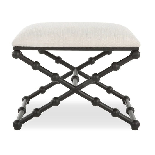 Luxury White Fabric Bubble Leg Bench European Style for Villa