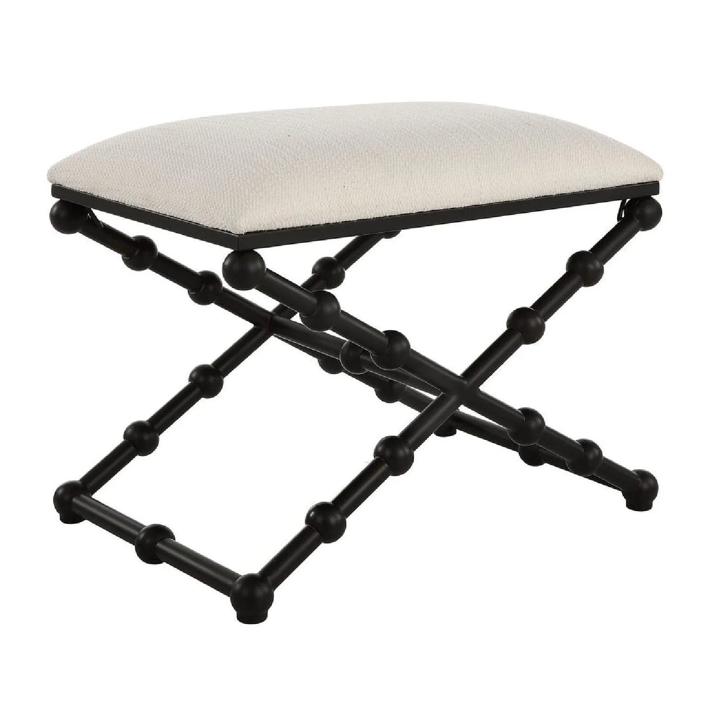 Luxury White Fabric Bubble Leg Bench European Style for Villa
