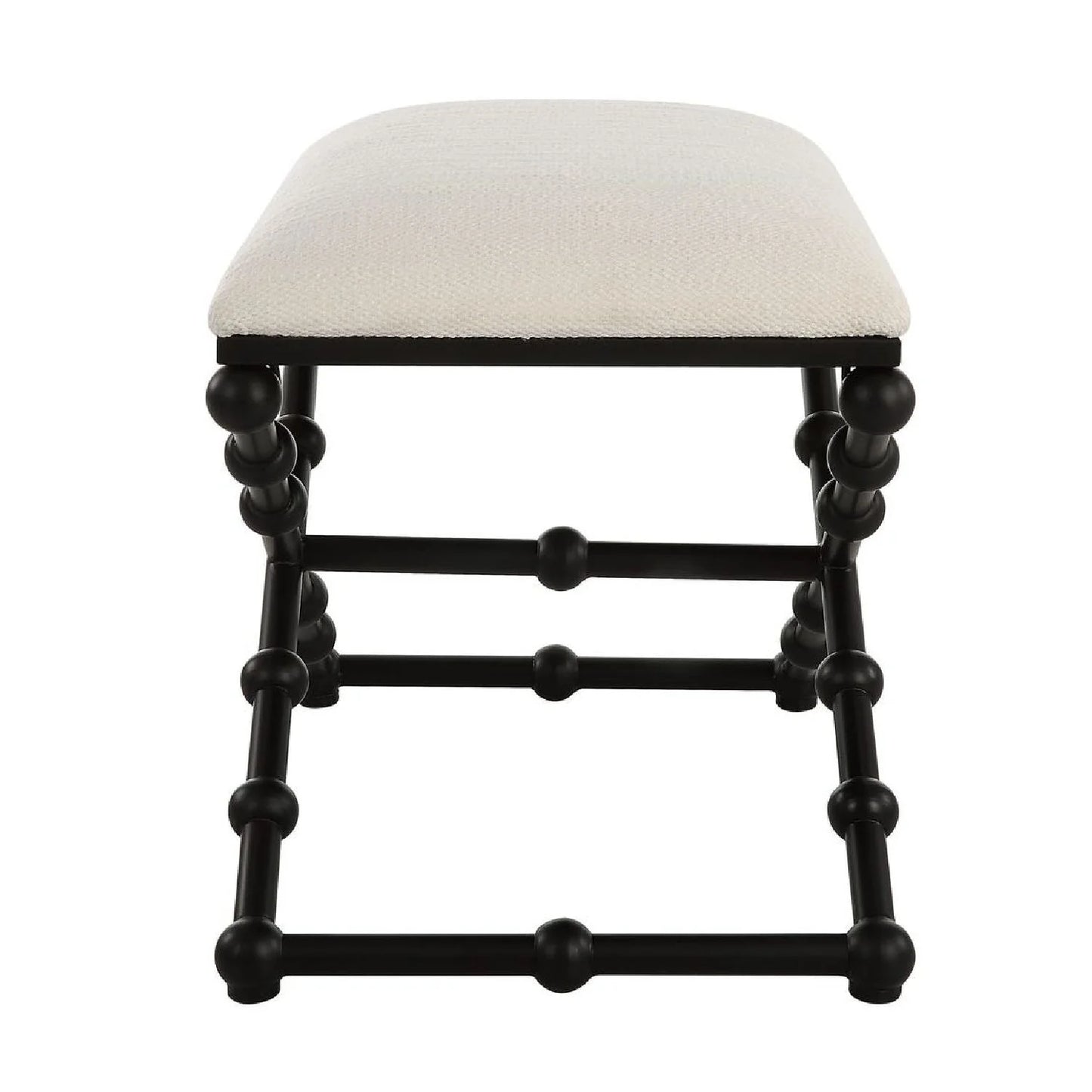 Luxury White Fabric Bubble Leg Bench European Style for Villa