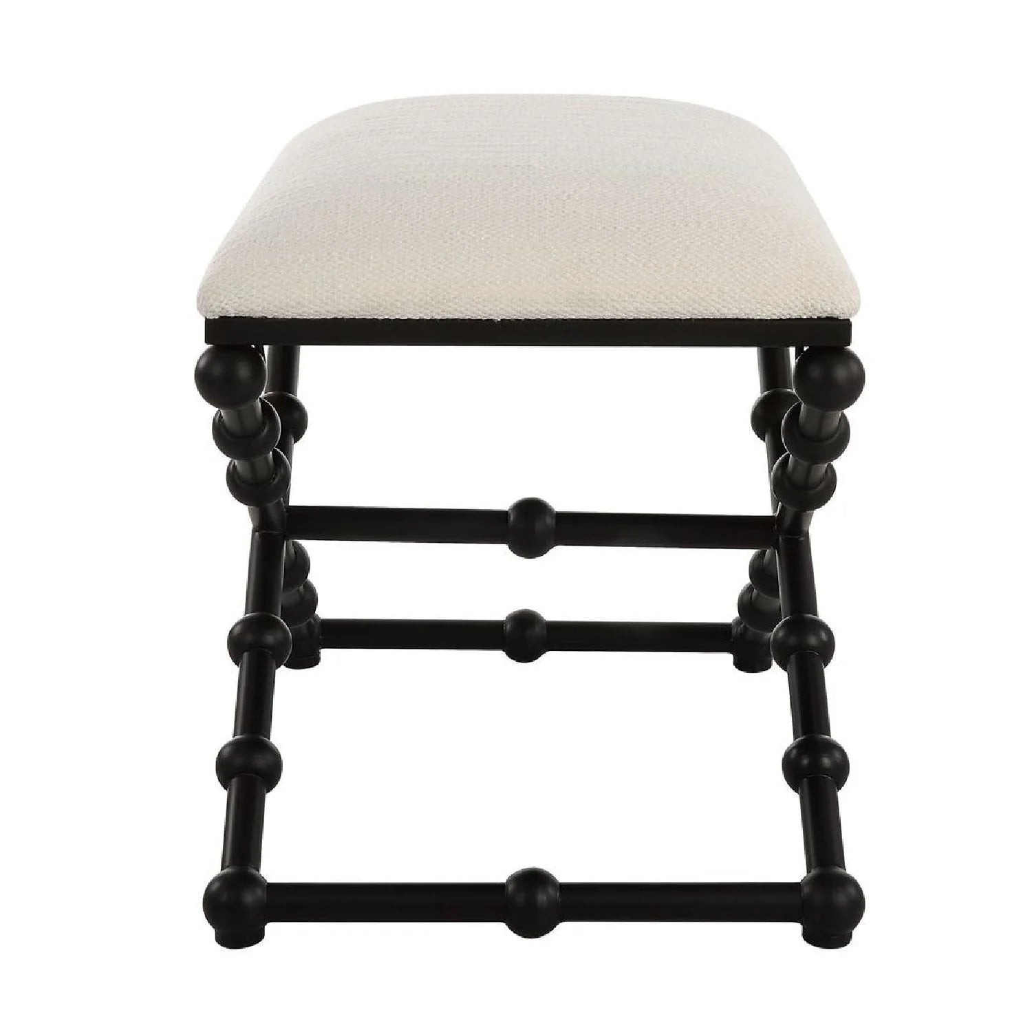 Luxury White Fabric Bubble Leg Bench European Style for Villa