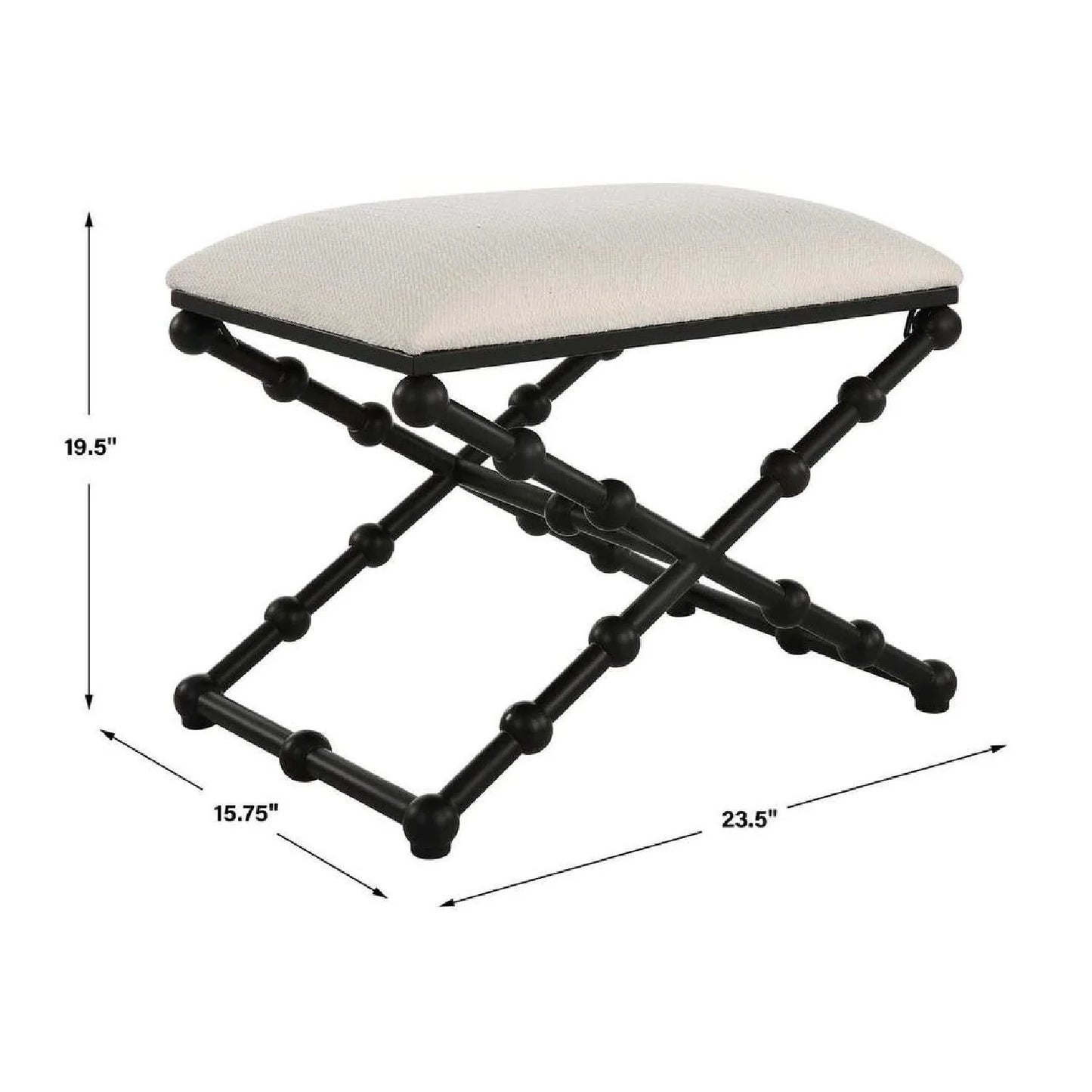 Luxury White Fabric Bubble Leg Bench European Style for Villa