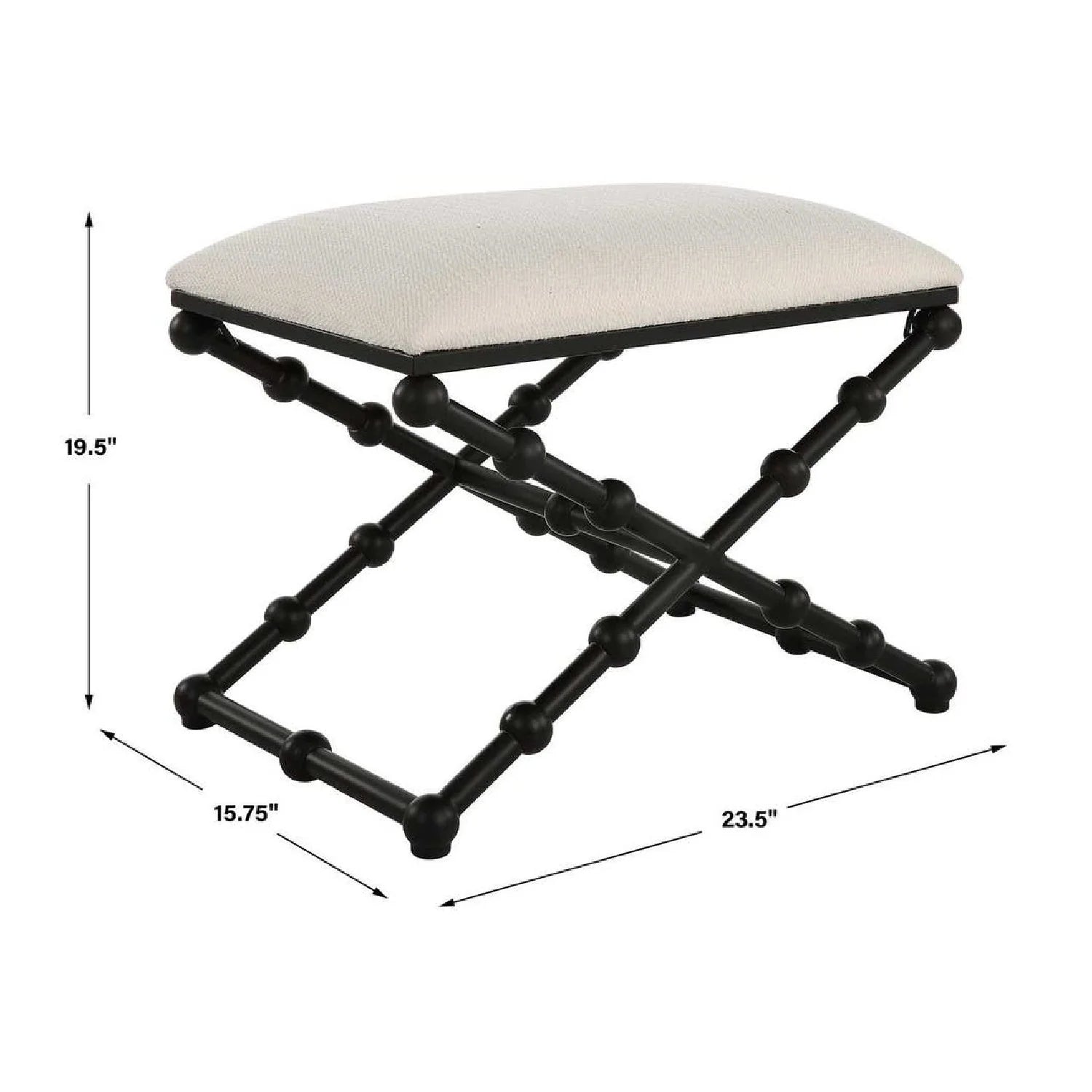 Luxury White Fabric Bubble Leg Bench European Style for Villa