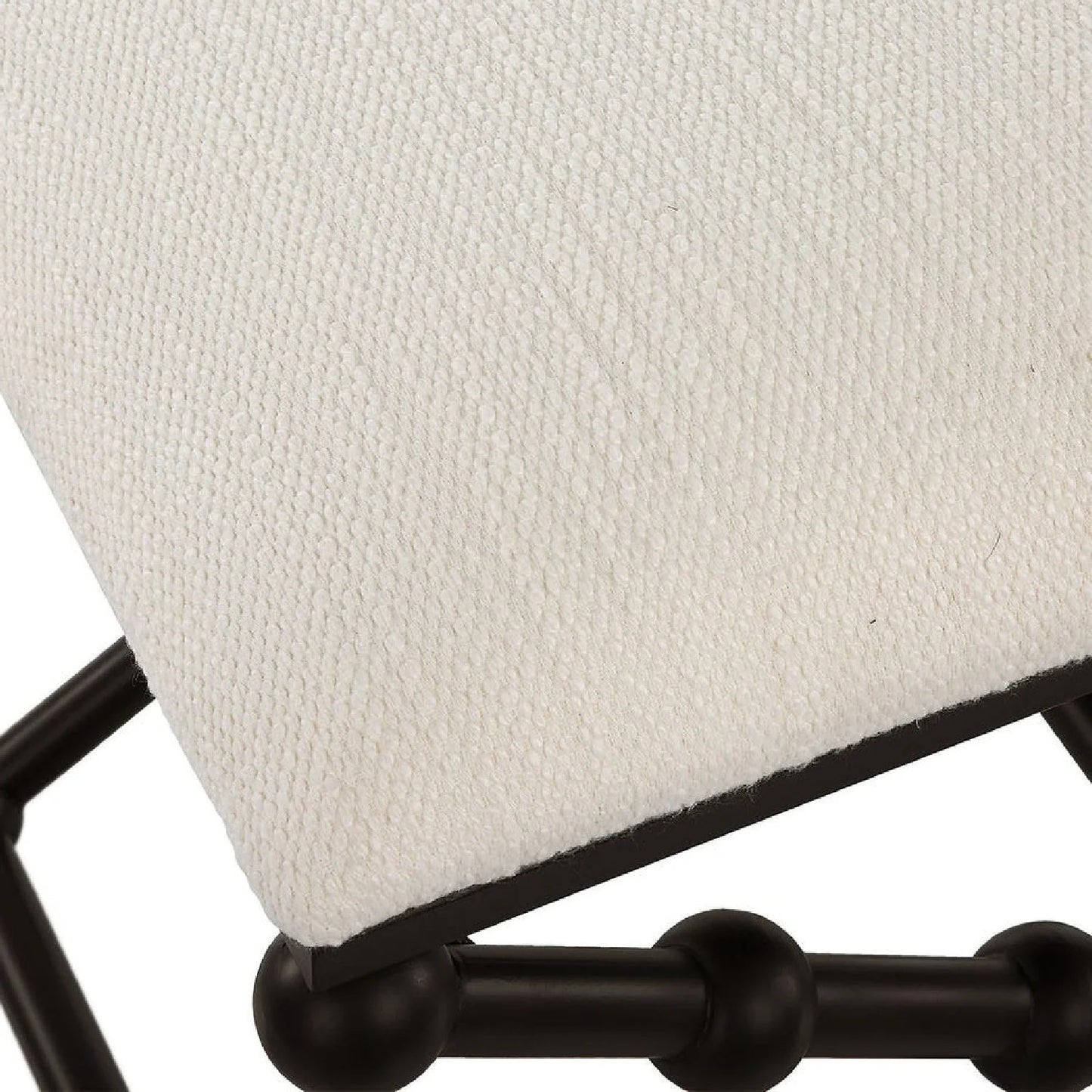 Luxury White Fabric Bubble Leg Bench European Style for Villa