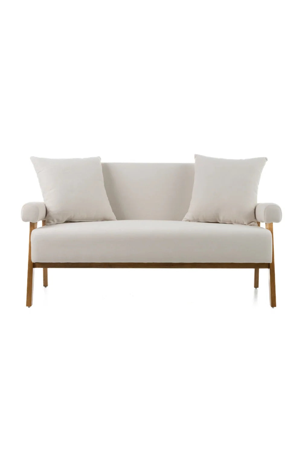 Luxury White Fabric Loveseat Modern Italian Style for Villa