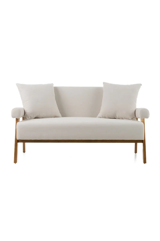 Luxury White Fabric Loveseat Modern Italian Style for Villa