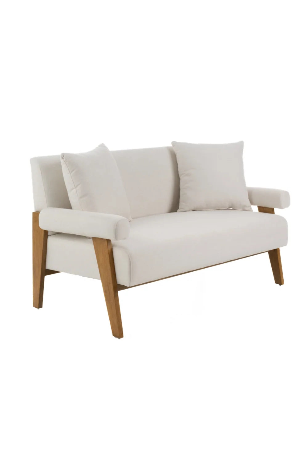 Luxury White Fabric Loveseat Modern Italian Style for Villa