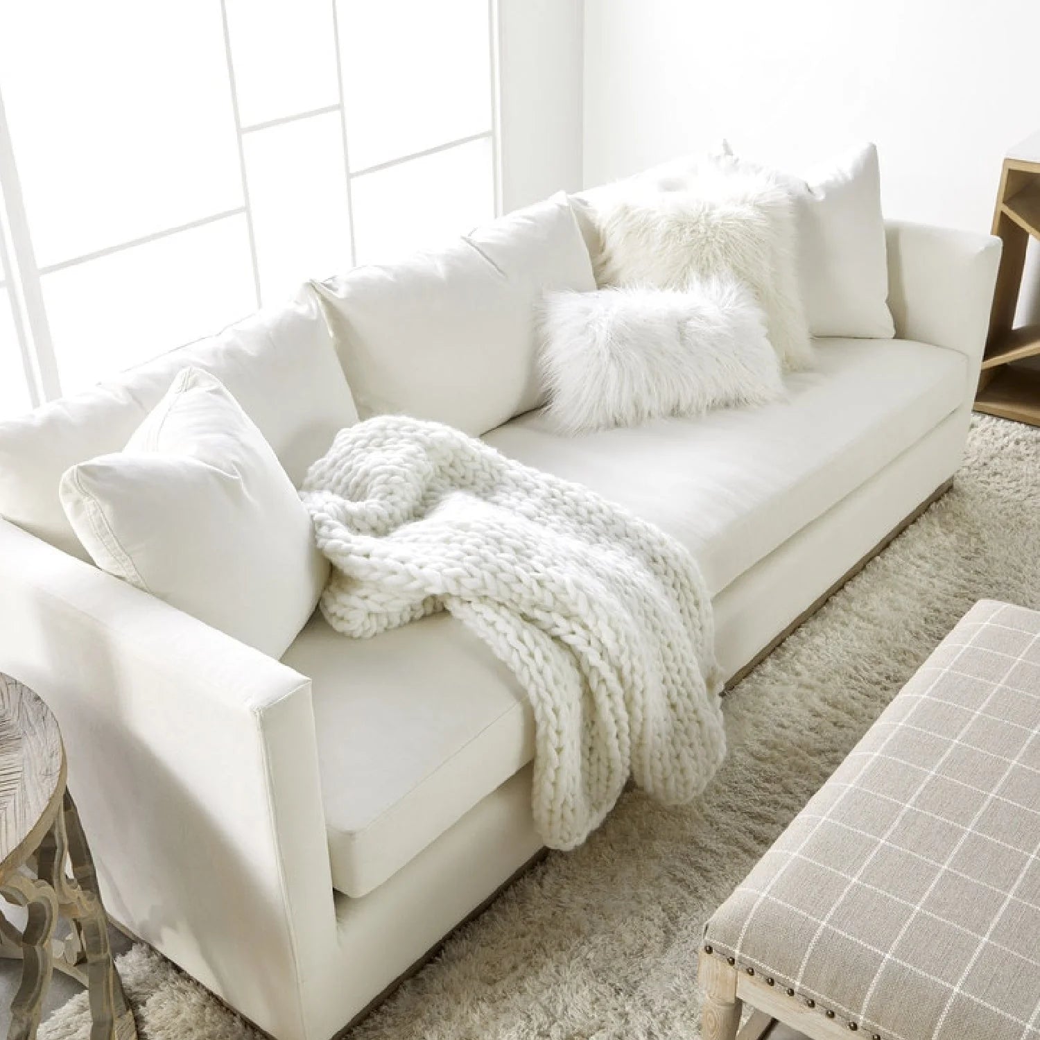 Luxury White Fabric Sofa Modern Italian Style for Villa