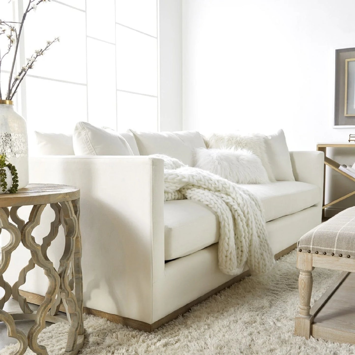 Luxury White Fabric Sofa Modern Italian Style for Villa