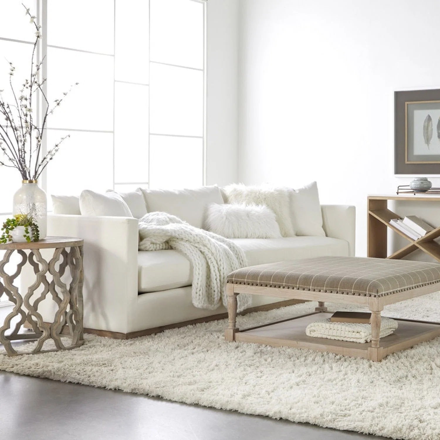 Luxury White Fabric Sofa Modern Italian Style for Villa