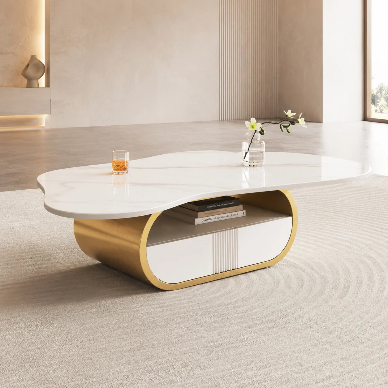 Luxury White Gold Butterfly Coffee Table Modern Italian Style for Villa