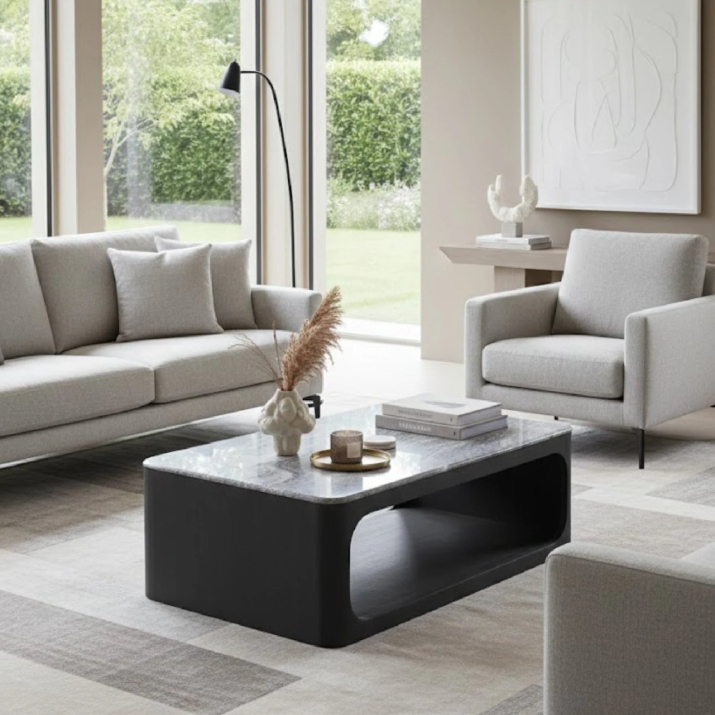 Luxury White Granite Coffee Table Modern Italian Style for Villa
