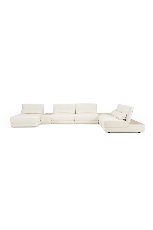 Luxury White Leather Modular Sofa Modern Italian Style for Villa