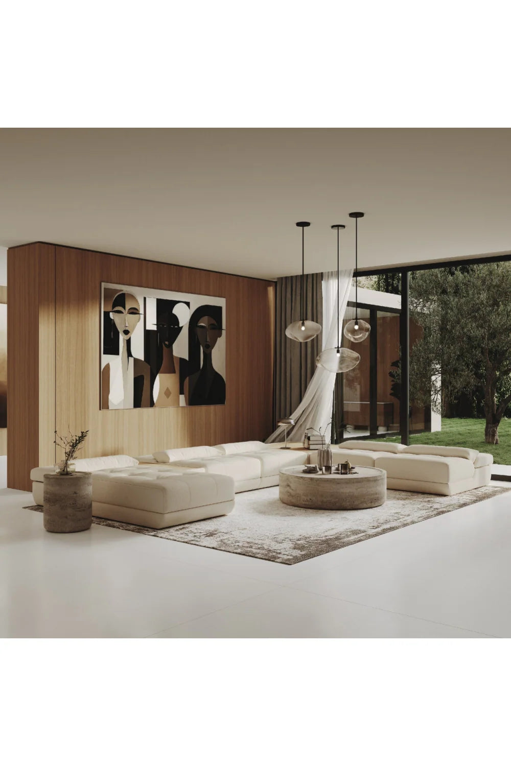 Luxury White Leather Modular Sofa Modern Italian Style for Villa