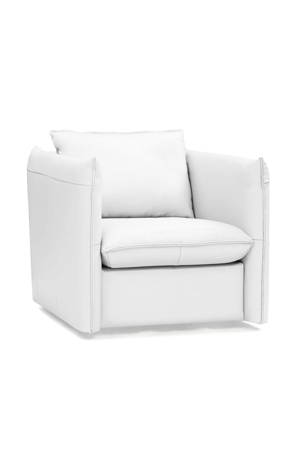 Luxury White Leather Swivel Lounge Chair Modern Italian Style for Villa