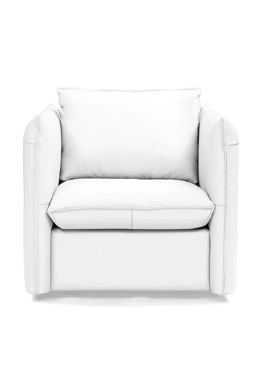 Luxury White Leather Swivel Lounge Chair Modern Italian Style for Villa