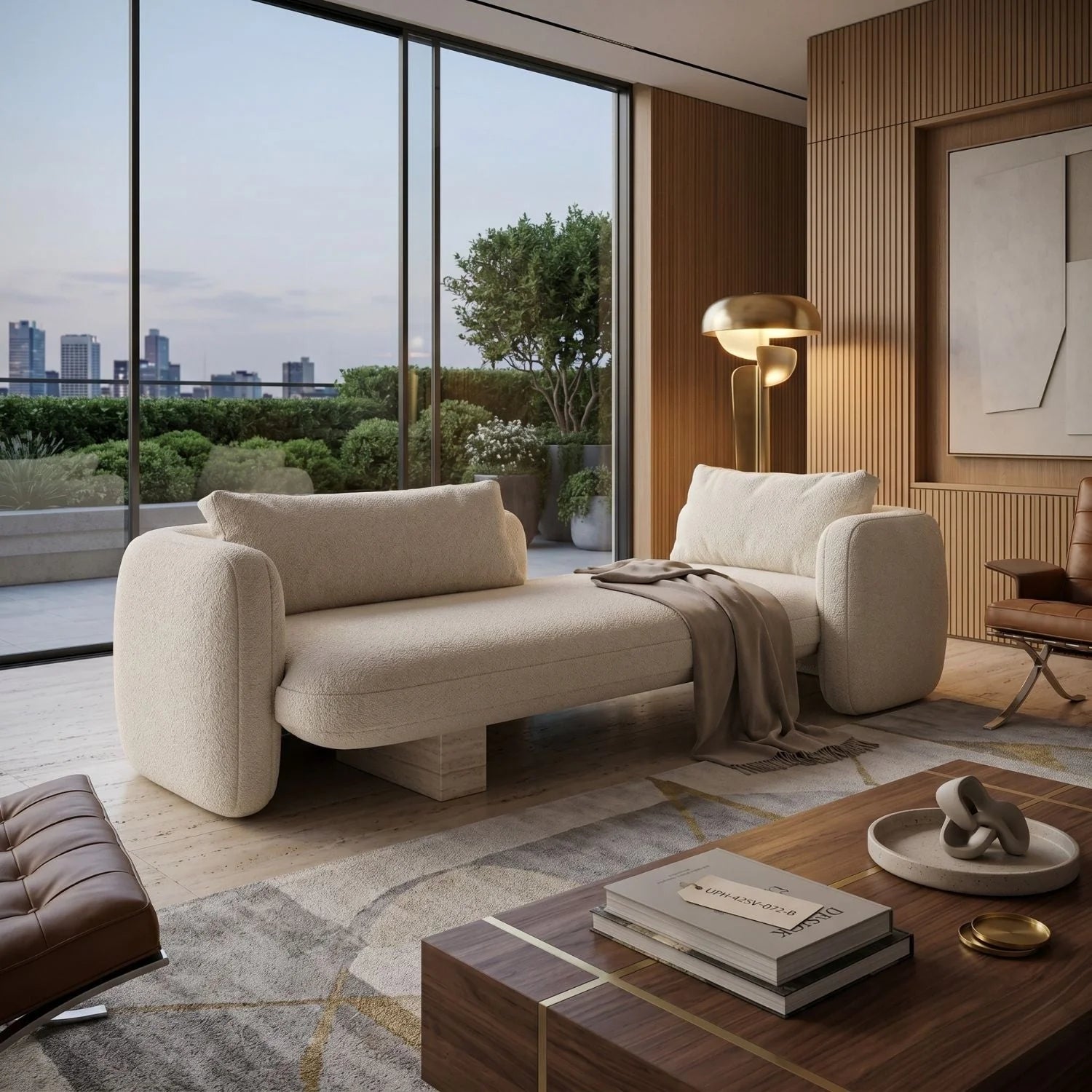 Luxury White Linen Chaise Modern Italian Style for Villa