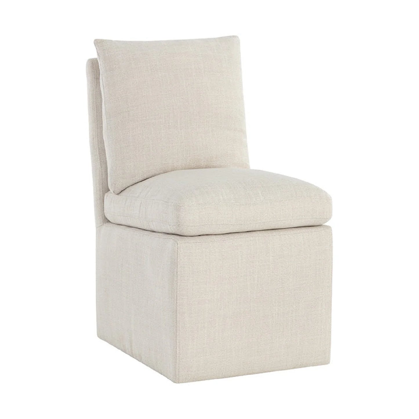 Luxury White Linen Wheeled Dining Chair European Style for Villa