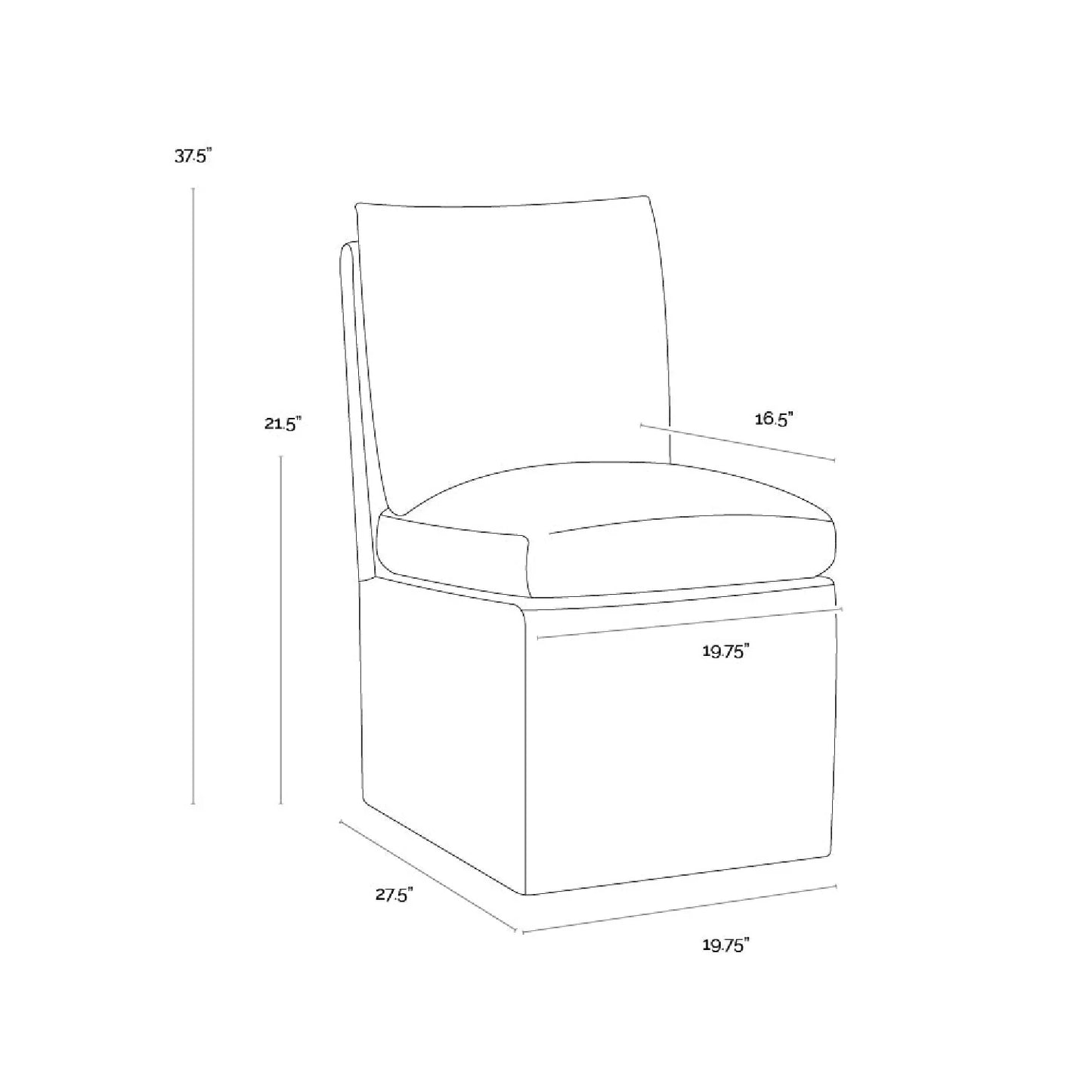 Luxury White Linen Wheeled Dining Chair European Style for Villa