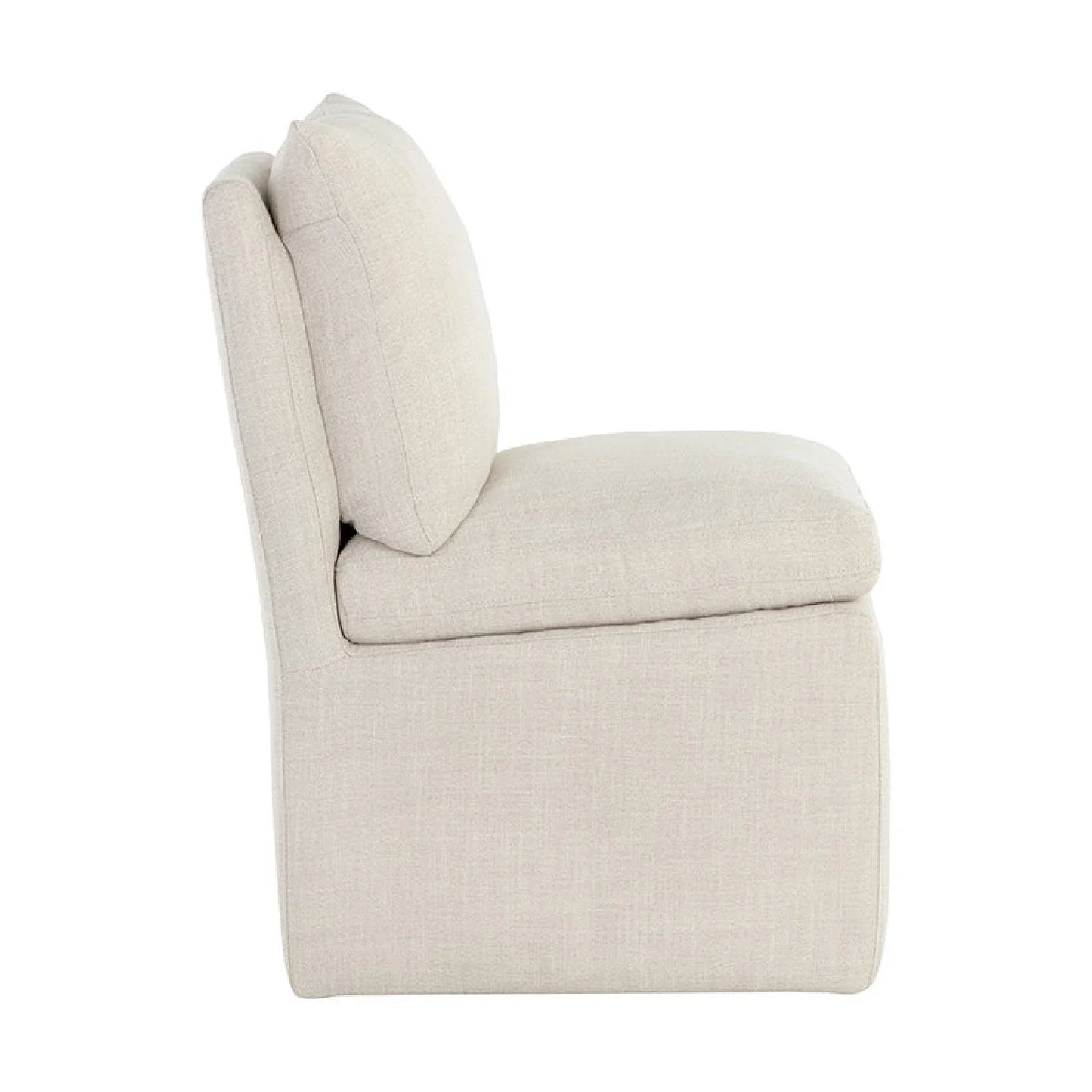 Luxury White Linen Wheeled Dining Chair European Style for Villa