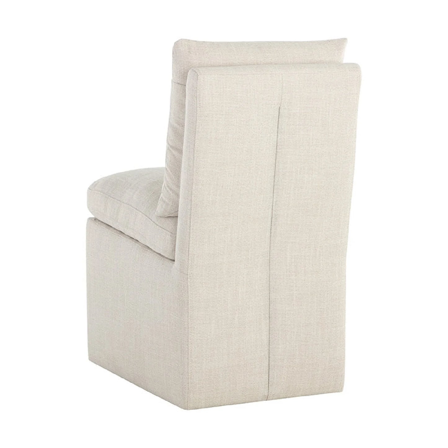 Luxury White Linen Wheeled Dining Chair European Style for Villa
