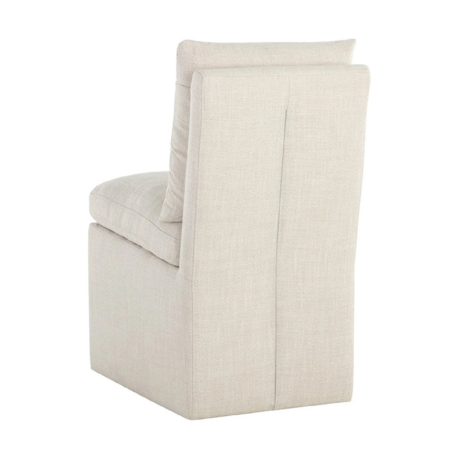 Luxury White Linen Wheeled Dining Chair European Style for Villa