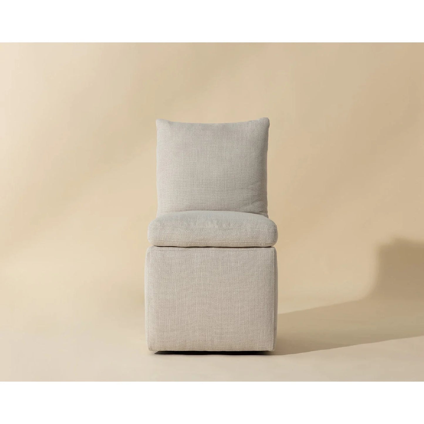 Luxury White Linen Wheeled Dining Chair European Style for Villa