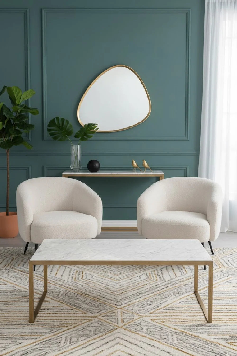 Luxury White Marble Coffee Table Modern Italian Style for Villa