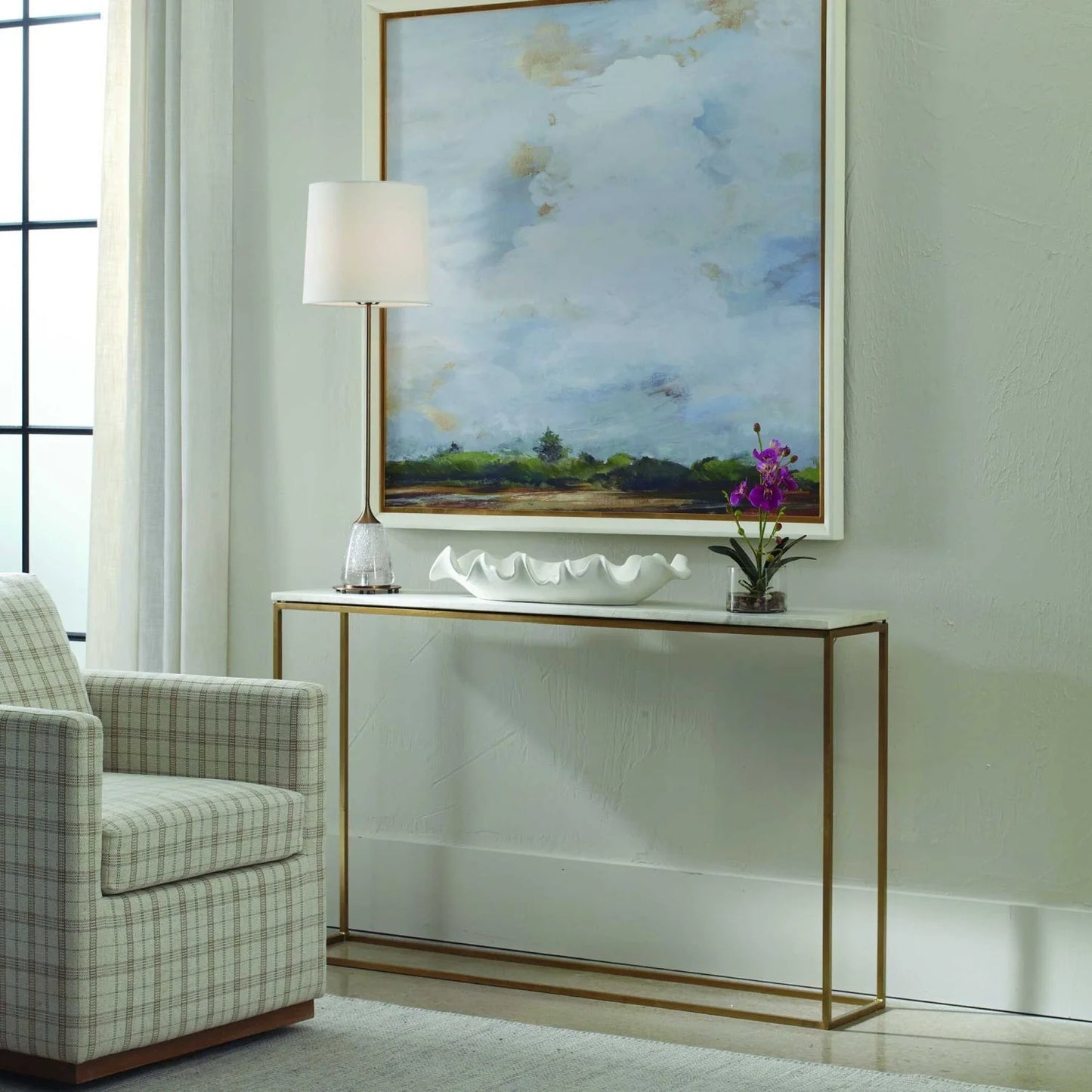 Luxury White Marble Console Table Modern Italian Style for Villa