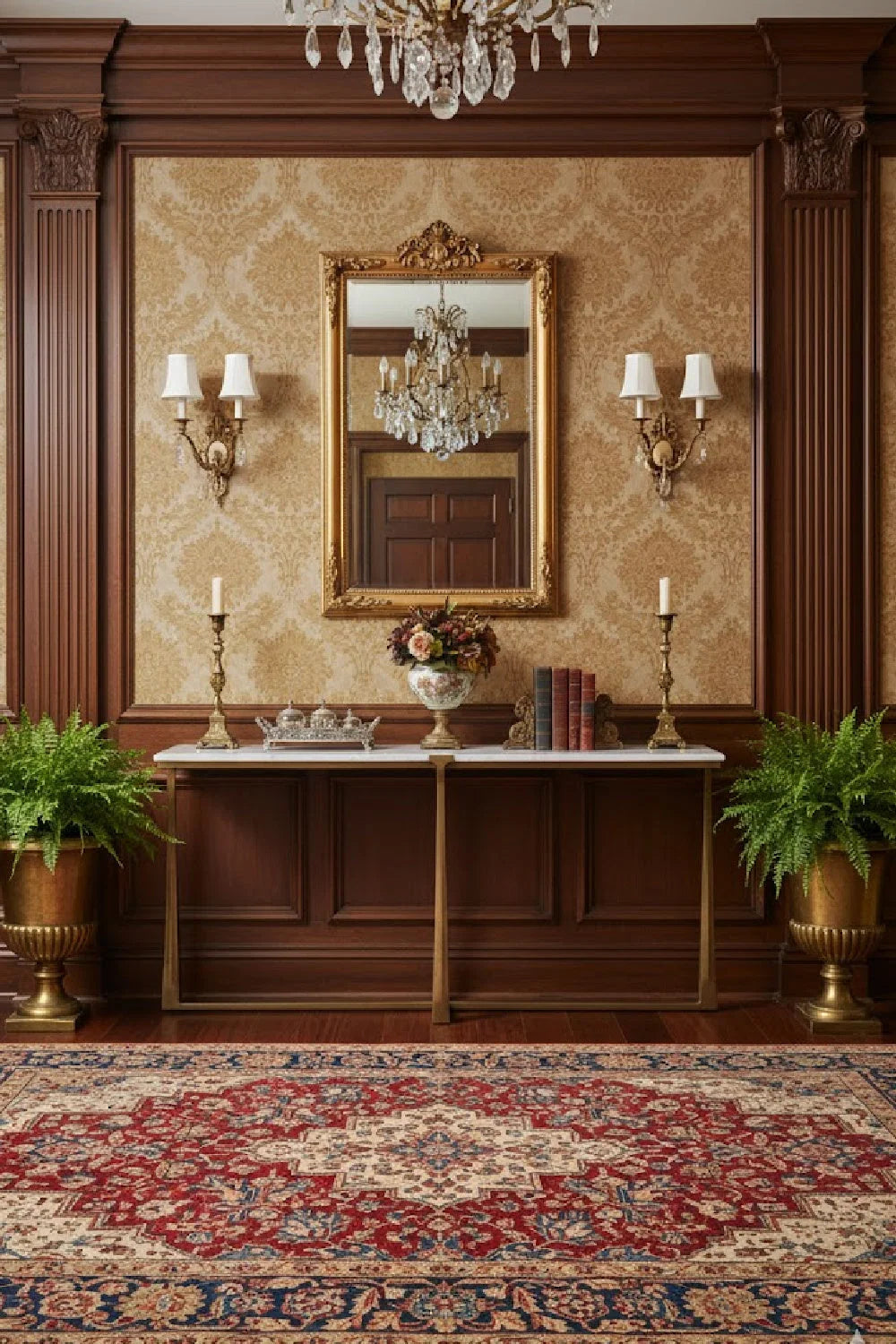Luxury White Marble Console Table Modern Italian Style for Villa