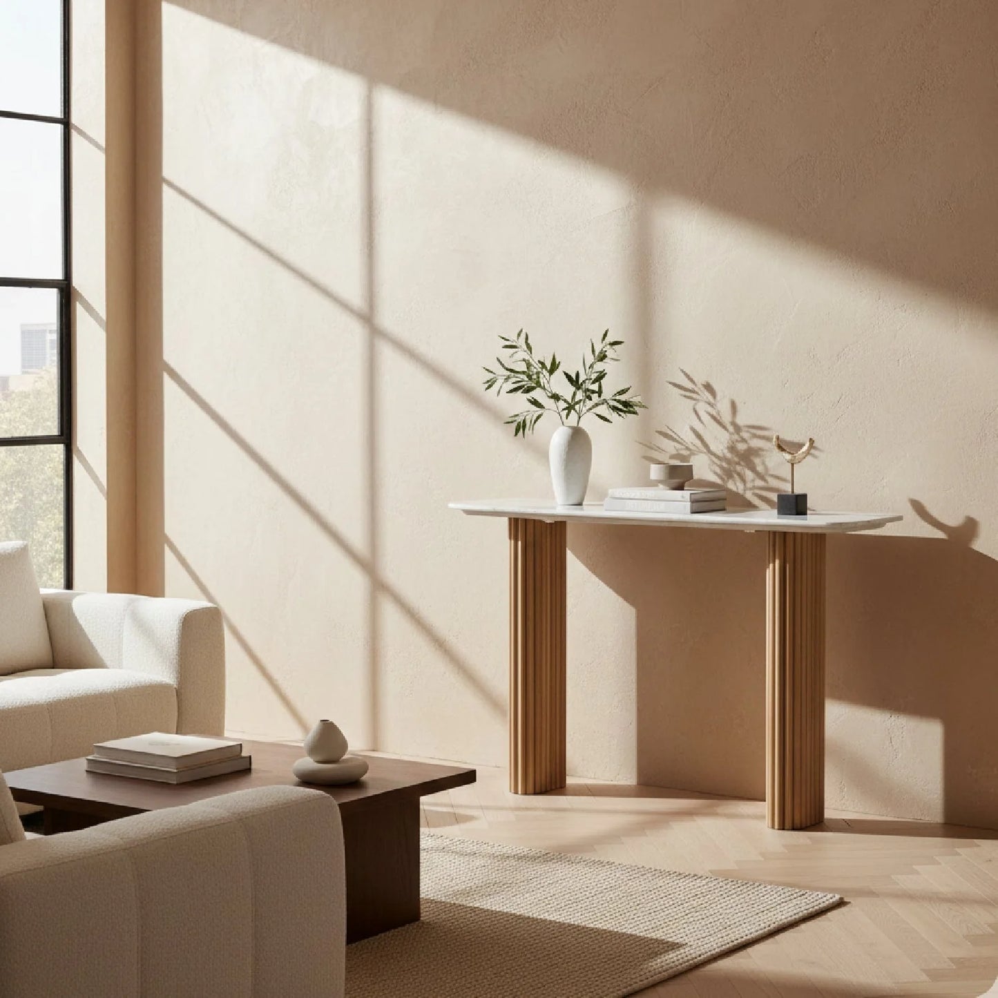Luxury White Marble Console Table Modern Italian Style for Villa
