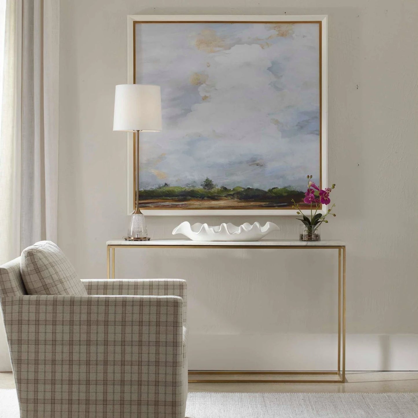 Luxury White Marble Console Table Modern Italian Style for Villa