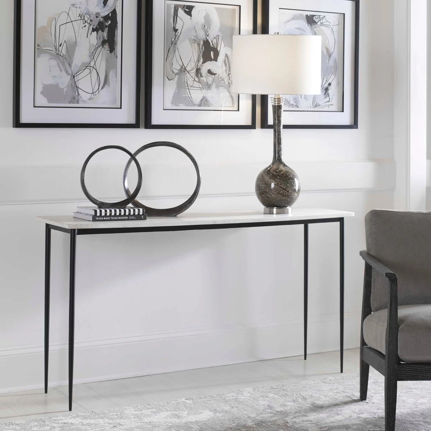 Luxury White Marble Console Table Modern Italian Style for Villa