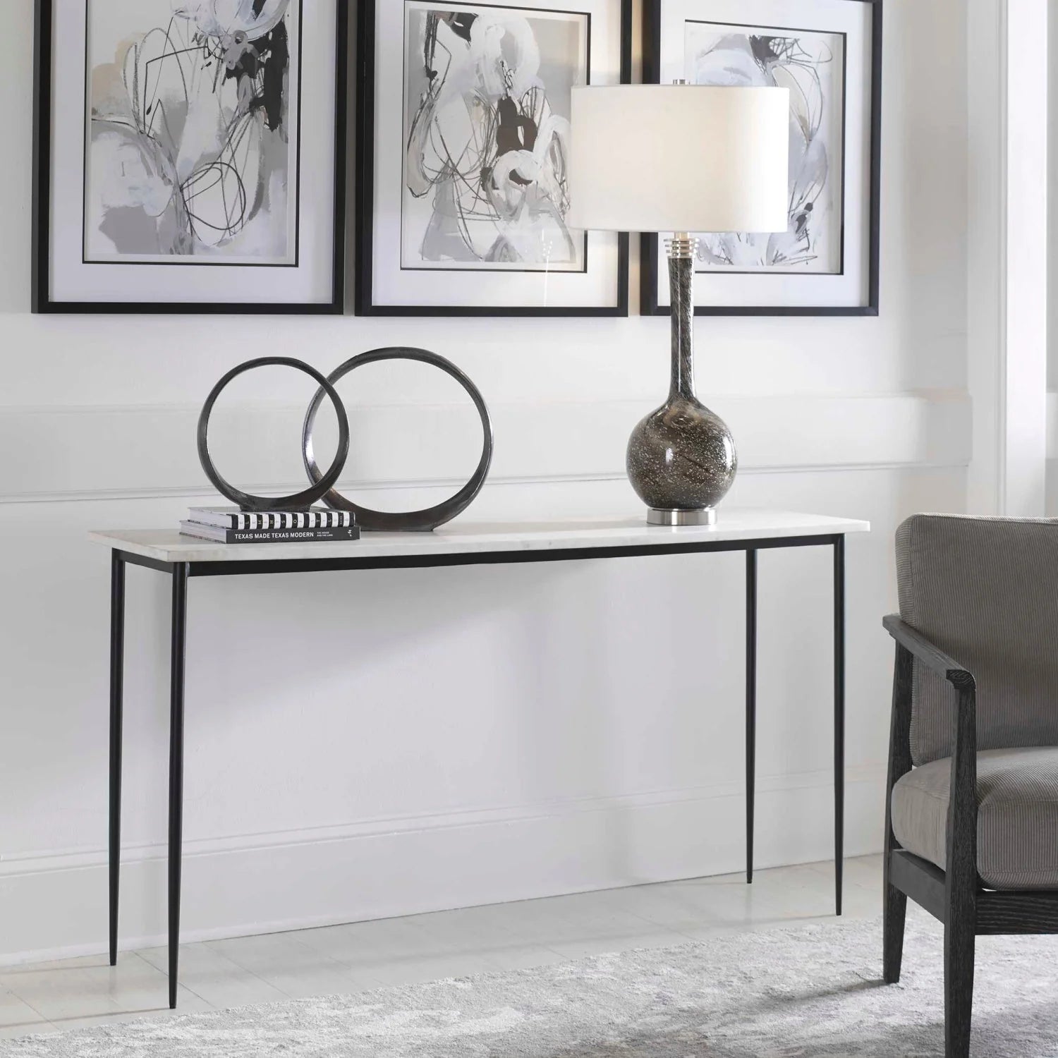 Luxury White Marble Console Table Modern Italian Style for Villa