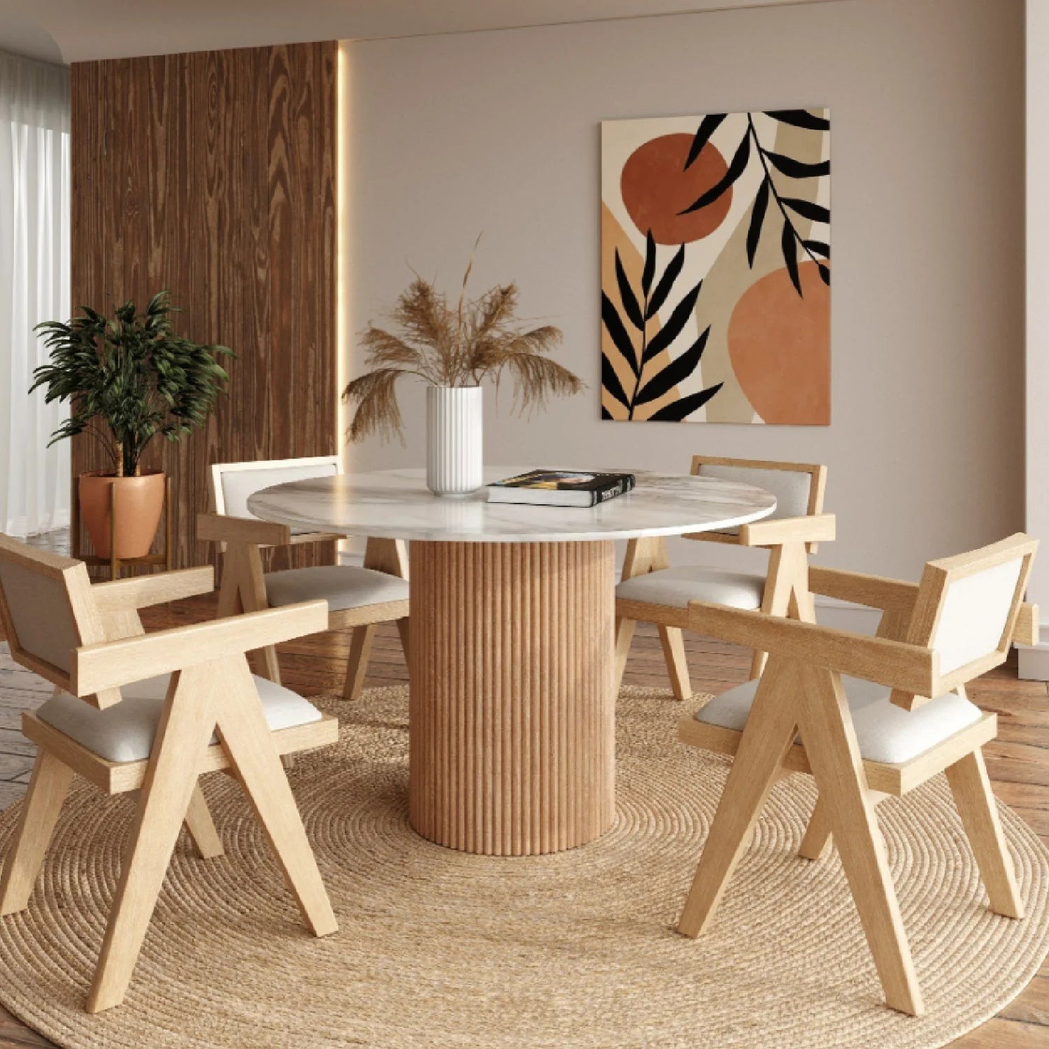 Luxury White Marble Dining Table Modern Italian Style for Villa